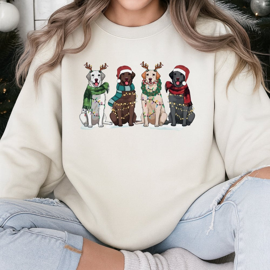 Christmas Labrador Sweatshirt | Festive Dog Graphic with Reindeer Antlers | Premium Cotton Blend | Holiday Gift for Dog Lovers