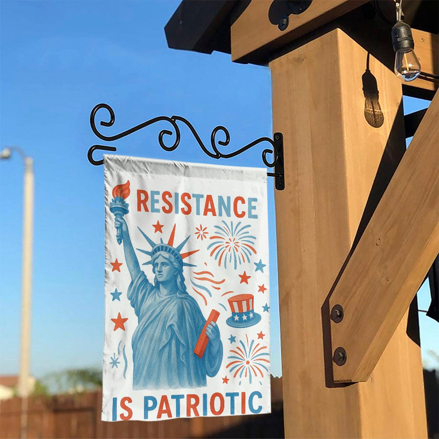 Resistance Is Patriotic Garden Flag | Liberty Statue Outdoor Decor | Weather-Resistant Polyester | July 4th Yard Banner Gift