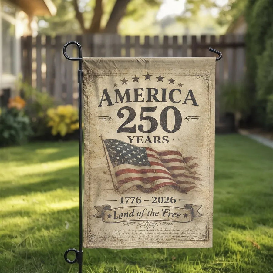 America 250th Anniversary Garden Flag | Vintage 1776-2026 Design | Double Sided Polyester | Commemorative Patriotic Yard Decor