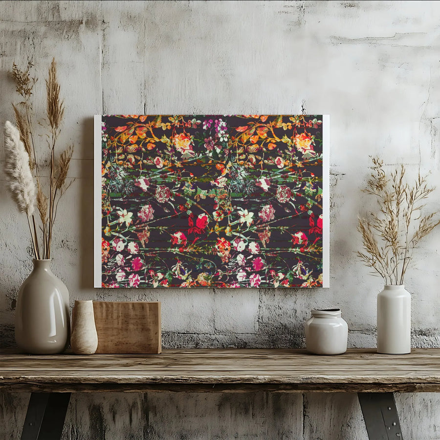 Abstract Floral Canvas Wall Art | Moody Botanical Tapestry Print | Premium Gallery Wrapped Canvas | Modern Living Room Decor Gift