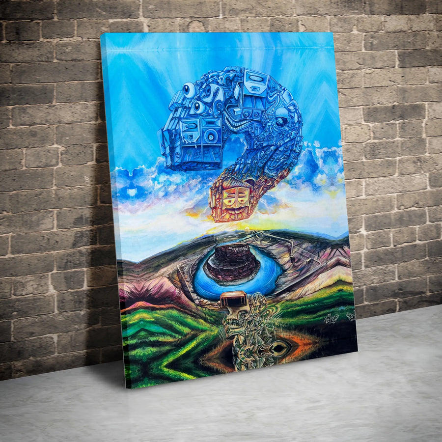 Surreal Question Mark Canvas Wall Art | Biomechanical Abstract Landscape Print | Premium Gallery Wrapped Decor | Modern Office Home Gift