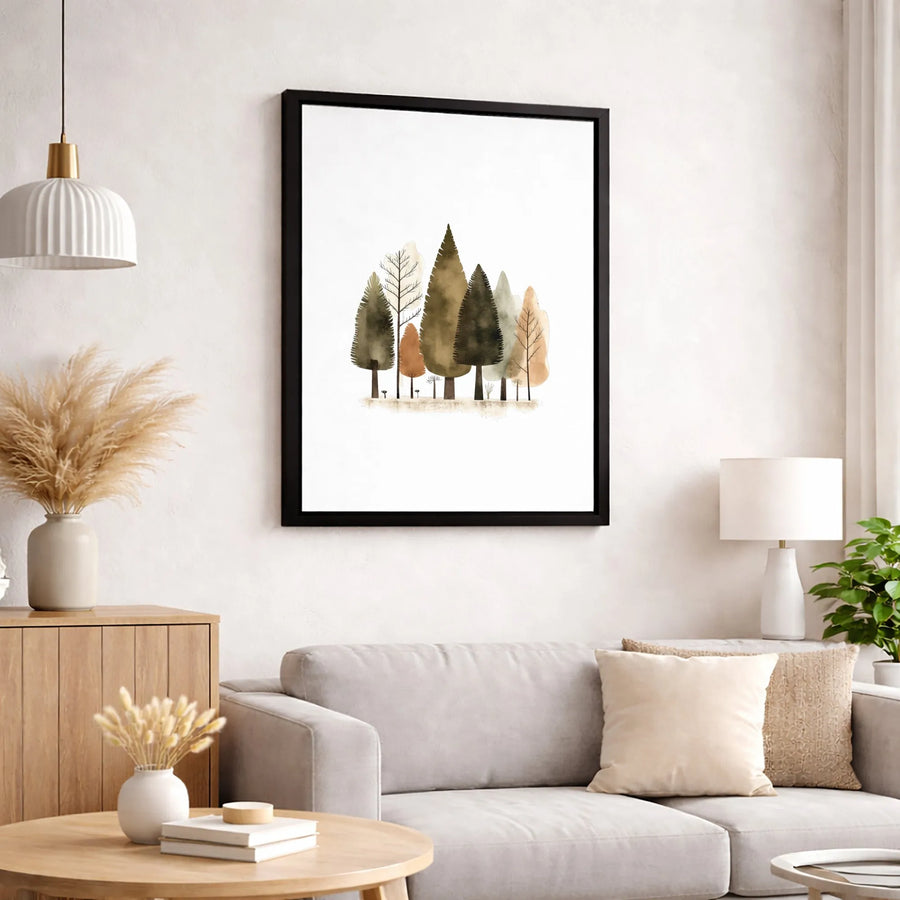 Minimalist Watercolor Forest Canvas Art | Abstract Woodland Tree Wall Decor | Premium Fade-Resistant Print | Nature Lover Home Gift