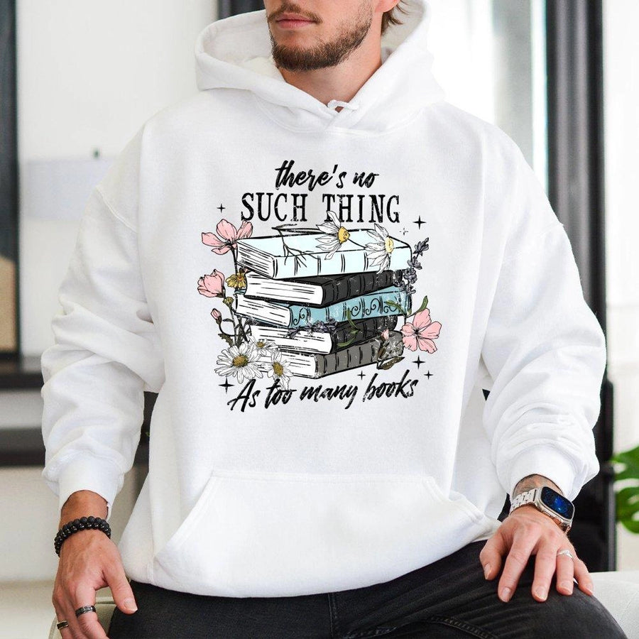 Book Lover Hoodie | Floral Stack Of Books Graphic Design | Premium Cotton Blend | Gift For Librarians And Bibliophile Readers