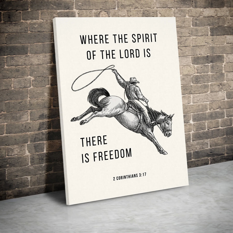 2 Corinthians 3:17 Wall Art | Cowboy Western Scripture Canvas | Premium Fade-Resistant Print | Religious Home Decor Gift
