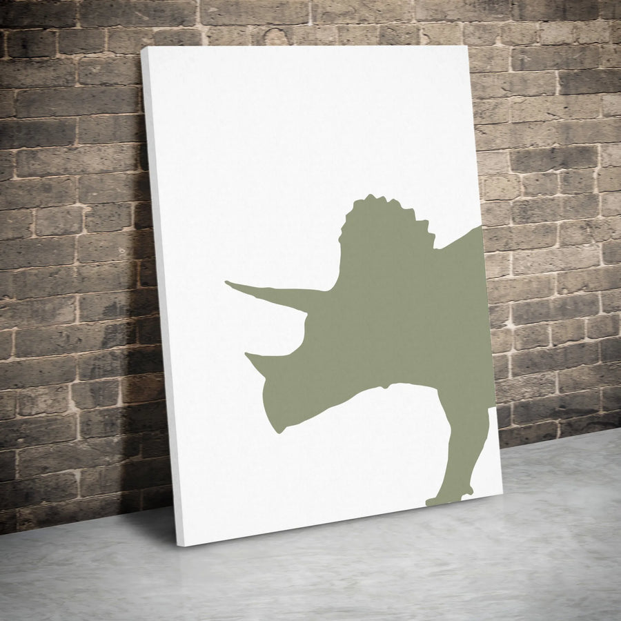 Minimalist Triceratops Canvas Wall Art | Modern Dinosaur Silhouette Print | Premium Gallery Wrapped Canvas | Gift for Kids Room & Nursery Decor
