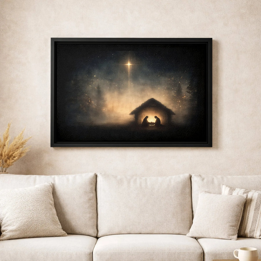 Nativity Scene Canvas Print | Holy Night Bethlehem Star Wall Art | Premium Gallery Wrapped Decor | Religious Christmas Gift for Family Home