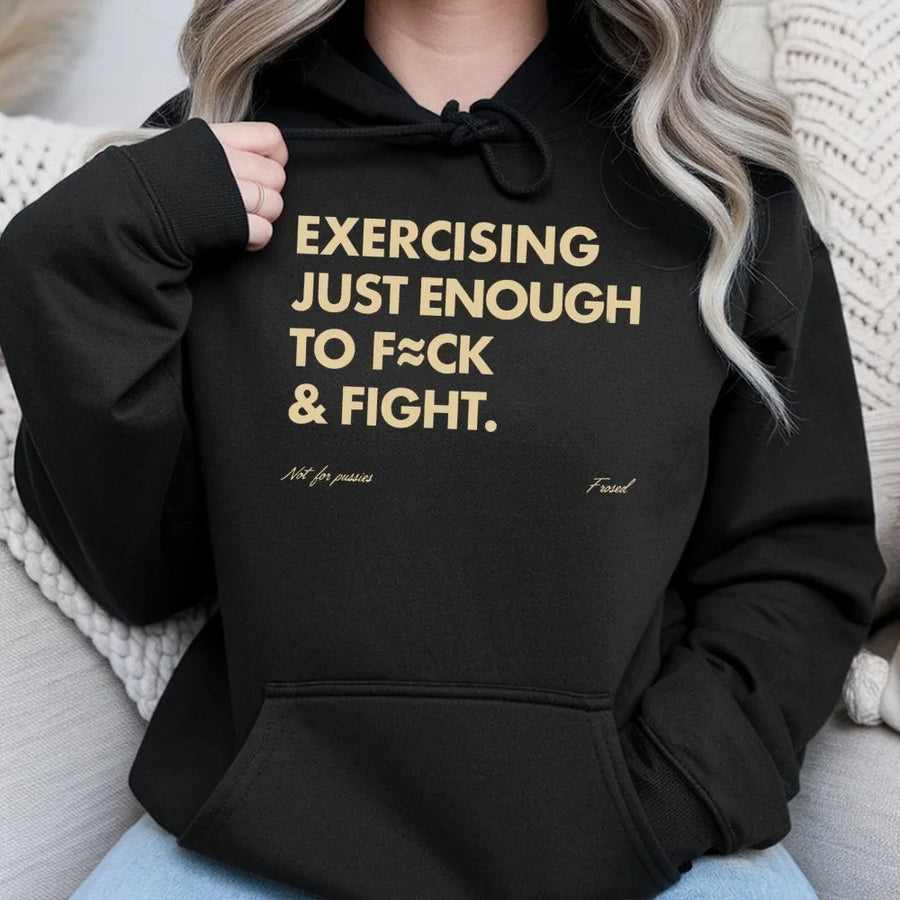 Funny Workout Hoodie | Exercising Just Enough Quote | Premium Cotton Blend Streetwear | Sarcastic Gym Gift for Men and Women