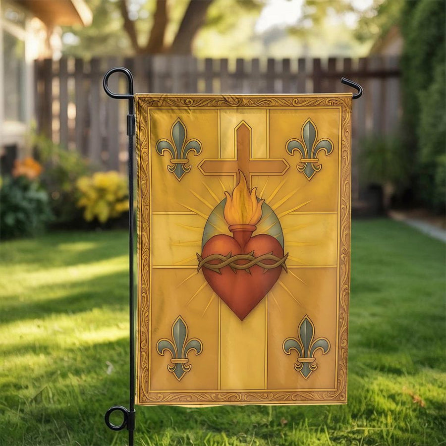 Sacred Heart of Jesus Garden Flag | Religious Catholic Home Decor | Premium Weather-Resistant Polyester | Faithful Outdoor Yard Gift