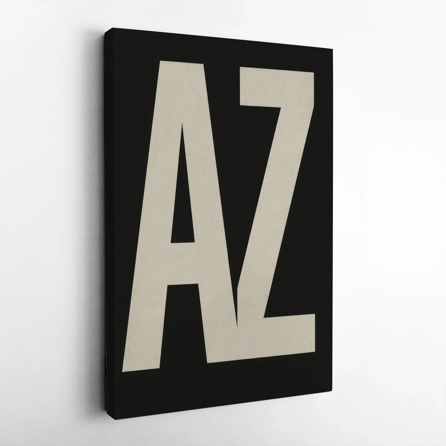 AZ Letter Typography Canvas Wall Art | Minimalist Black and White Poster | Premium Gallery Wrap Print | Modern Home Office Decor Gift
