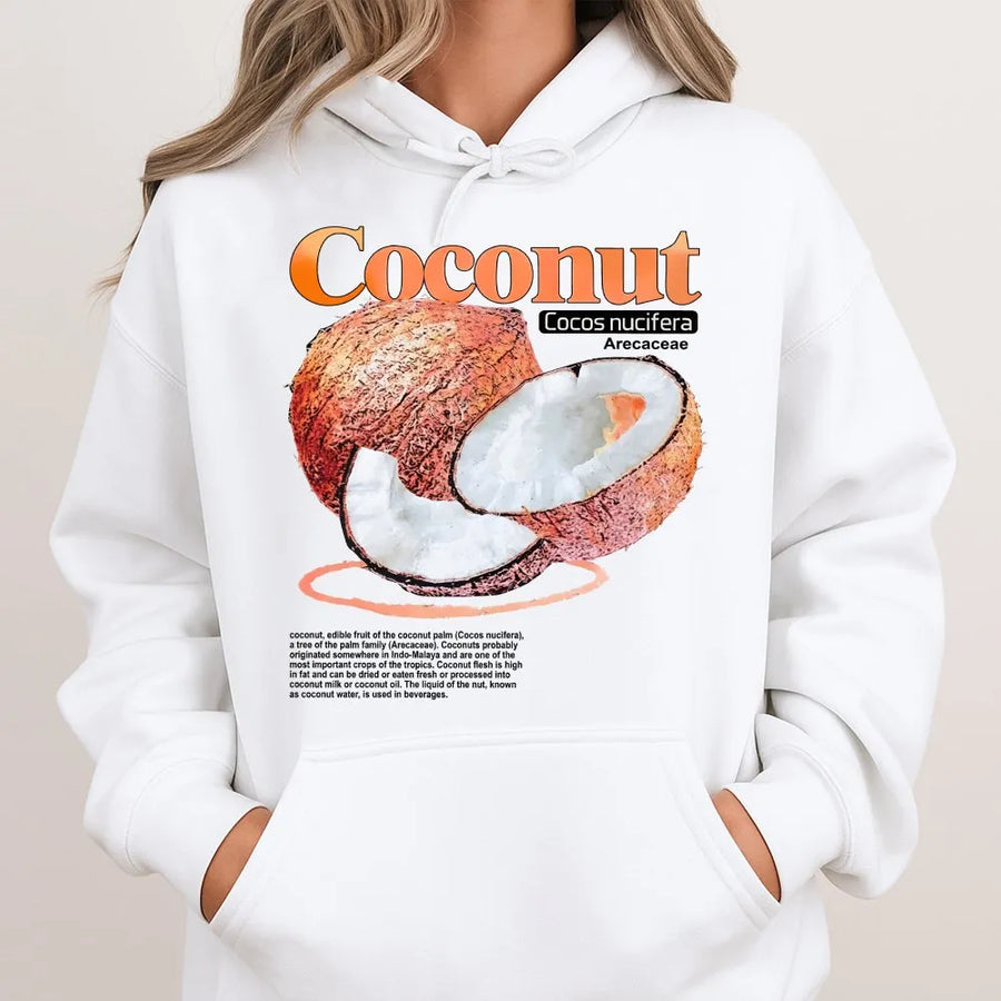 Coconut Botanical Hoodie | Vintage Scientific Illustration Print | Premium Cotton Tee | Gift for Foodie & Gardener