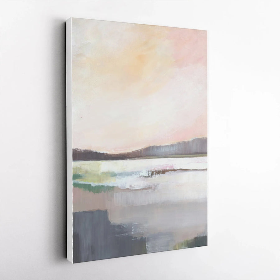 Abstract Landscape Vertical Canvas | Minimalist Coastal Sunset Painting | Premium Gallery Wrapped Canvas | Modern Home Decor Gift