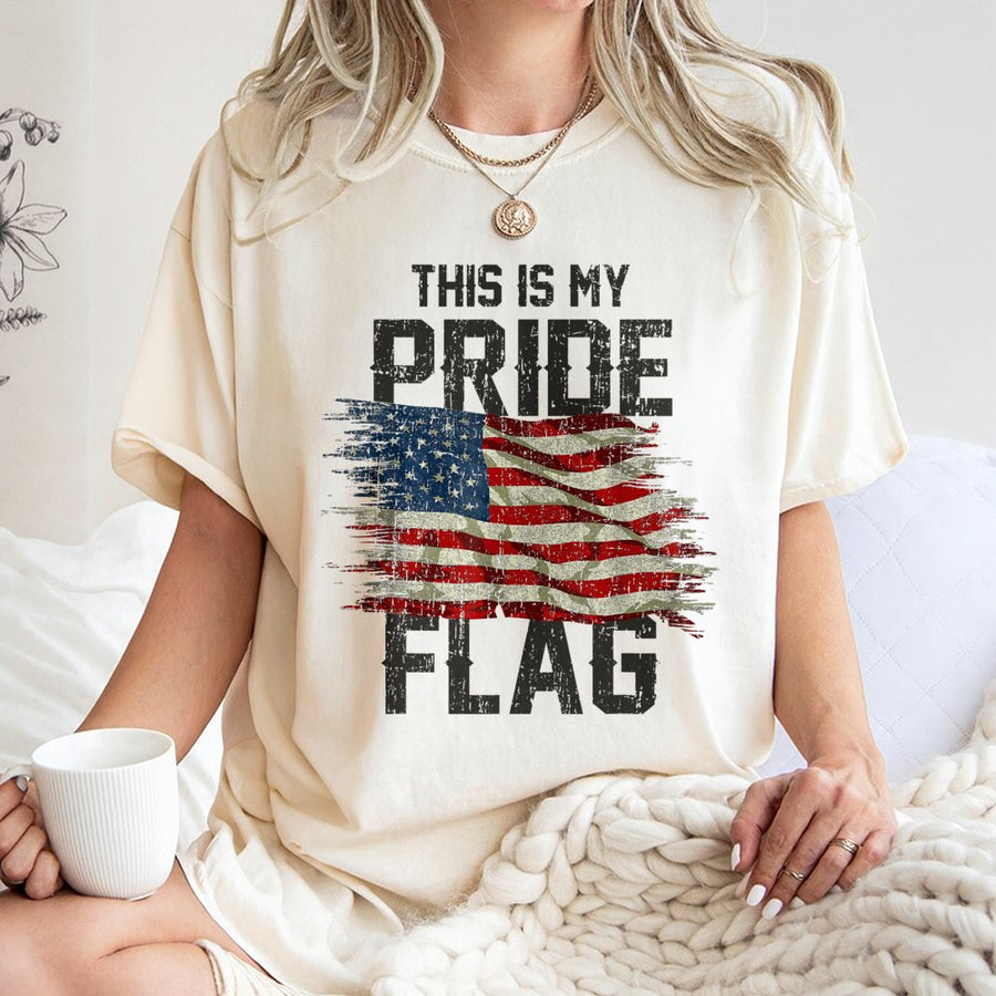 American Flag T-Shirt | This Is My Pride Flag Graphic Print | Premium Soft Cotton Tee | Patriotic Gift For Men And Women