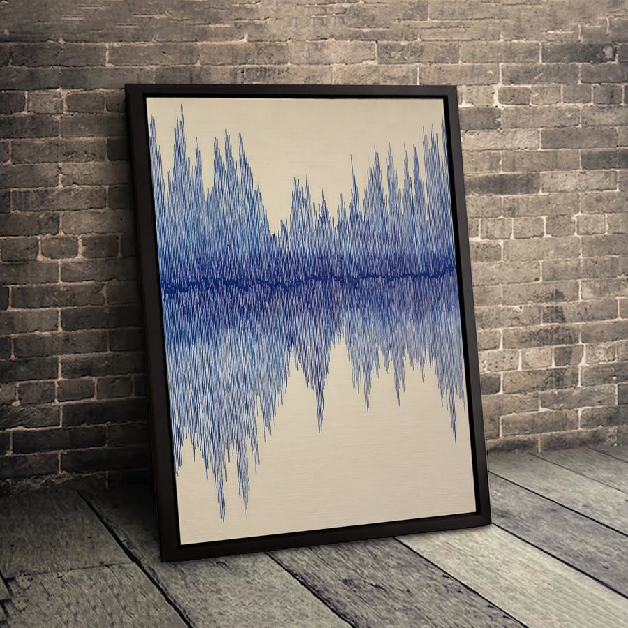 Abstract Soundwave Canvas Wall Art | Blue Waveform Graphic Print | Premium 1.25-Inch Gallery Wrap | Modern Home Office Decor Gift