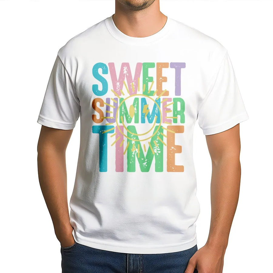 Sweet Summer Time Shirt | Retro Graphic Tee with Pastel Colors | Premium 100% Cotton | Unisex Summer Vacation Gift
