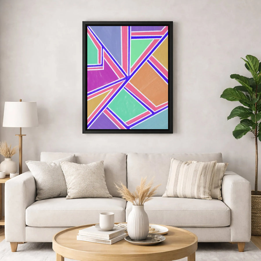 Geometric Abstract Wall Art | Colorful Modern Shapes Canvas Print | Premium Gallery-Wrapped Decor | Vibrant Statement Piece for Home Office