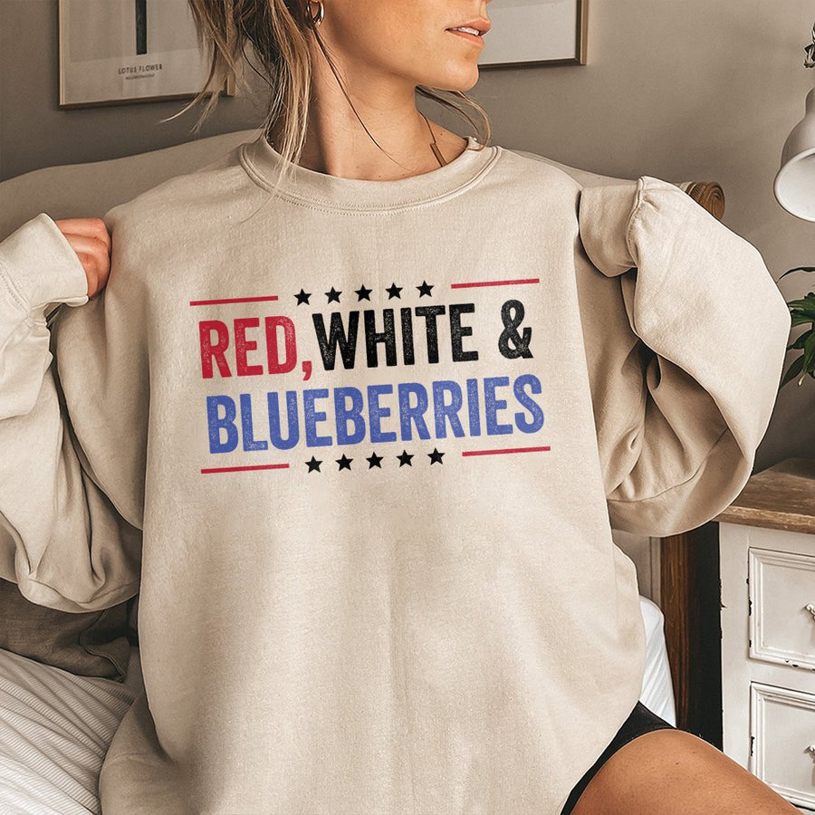 Red White and Blueberries Sweatshirt | Patriotic American Flag Quote Design | Cotton-Poly Blend Comfort | July 4th Gift for Men and Women