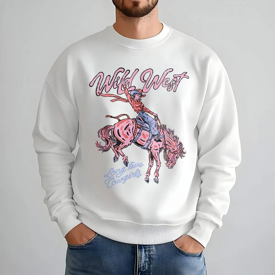 Retro Wild West Sweatshirt | Long Live Cowgirls Rodeo Graphic | Premium Comfort Colors® Tee | Country Concert Gift for Her
