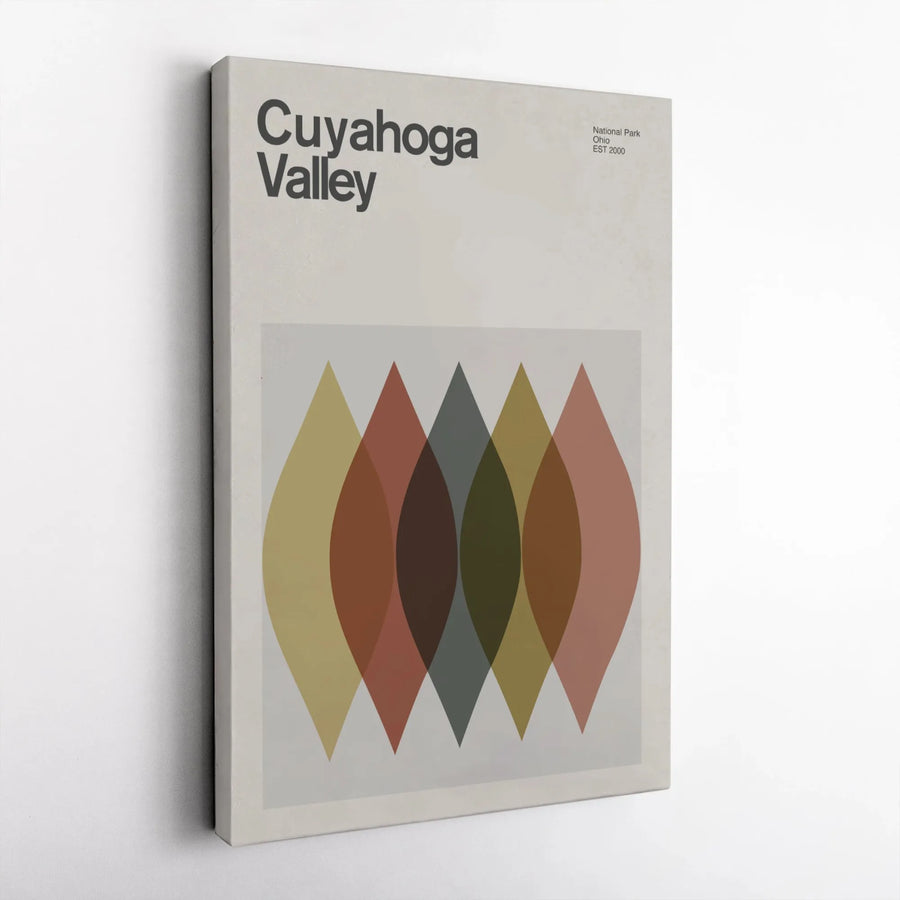 Cuyahoga Valley National Park Art | Mid-Century Modern Minimalist Poster | Premium Gallery Wrapped Canvas | Ohio Travel Gift Wall Decor