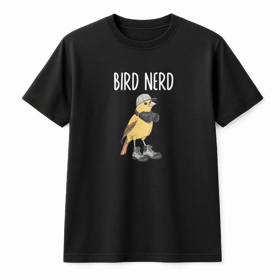 Bird Nerd T-Shirt | Funny Bird with Binoculars Graphic | Premium Cotton Blend | Gift for Bird Watcher & Twitcher