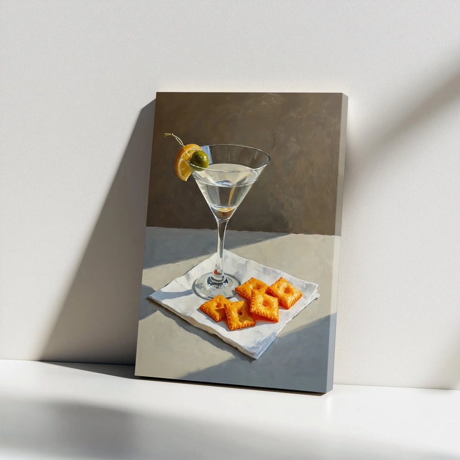 Martini Cocktail Canvas Print | Realistic Still Life Painting | Premium Thick Gallery Wrap | Home Bar & Kitchen Decor Gift