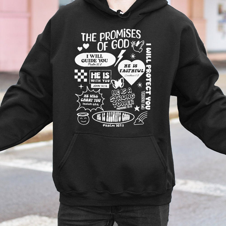 The Promises Of God Hoodie | Bible Verse Scripture Aesthetic | Premium Cotton-Blend Sweatshirt | Christian Faith Gift For Men And Women
