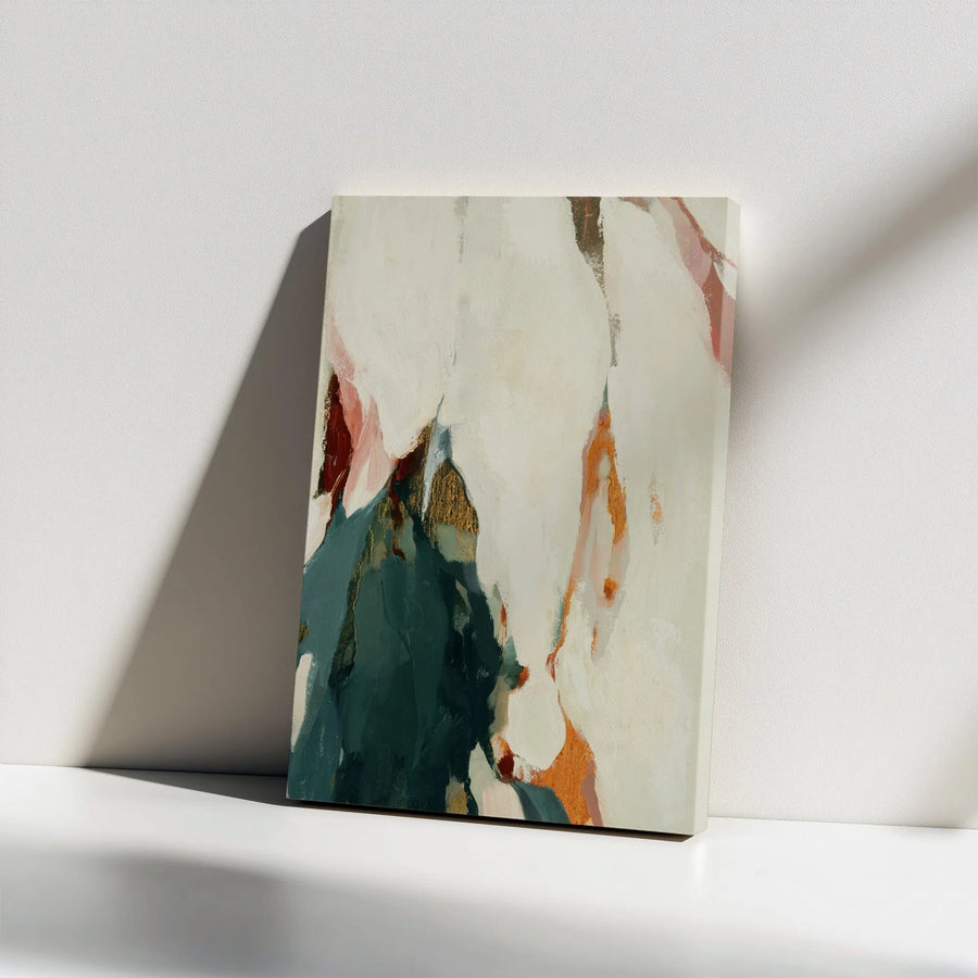 Abstract Canvas Wall Art | Teal Gold and Terracotta Minimalist Painting | Premium 1.25" Gallery Wrap Canvas | Modern Contemporary Home Decor Gift