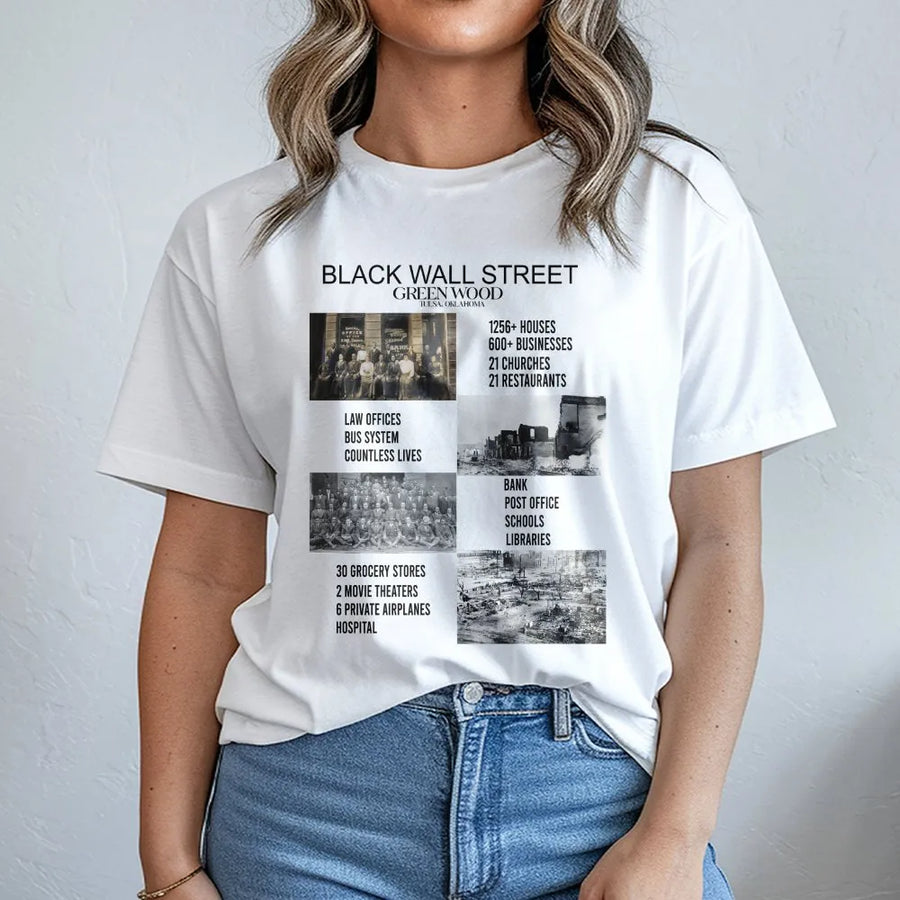 Black Wall Street T-Shirt | Greenwood Tulsa 1921 History Graphic | Premium 100% Cotton Tee | African American Heritage Commemorative Gift