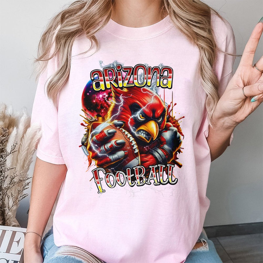 Arizona Football With Arizona Cardinals Mascot Holding A Football With Lightning T-Shirt