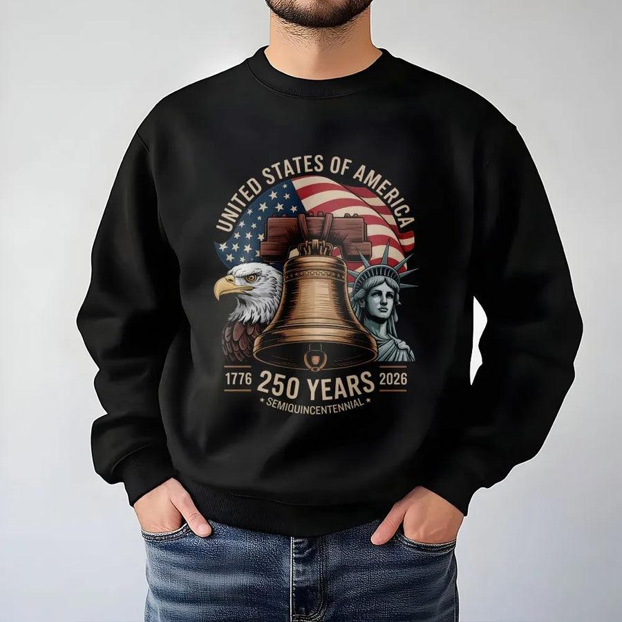 USA 250th Anniversary Sweatshirt | 1776-2026 Semiquincentennial Graphic | Soft Cotton Blend Crewneck | Patriotic Collector's Gift for History Buffs