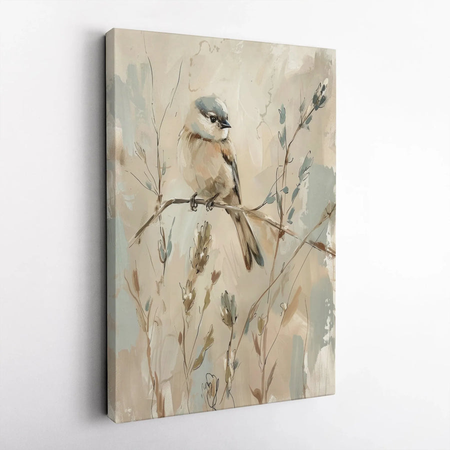 Abstract Bird Canvas Wall Art | Painterly Neutral Nature Print | Premium Fade-Resistant Decor | Modern Home Office Gift