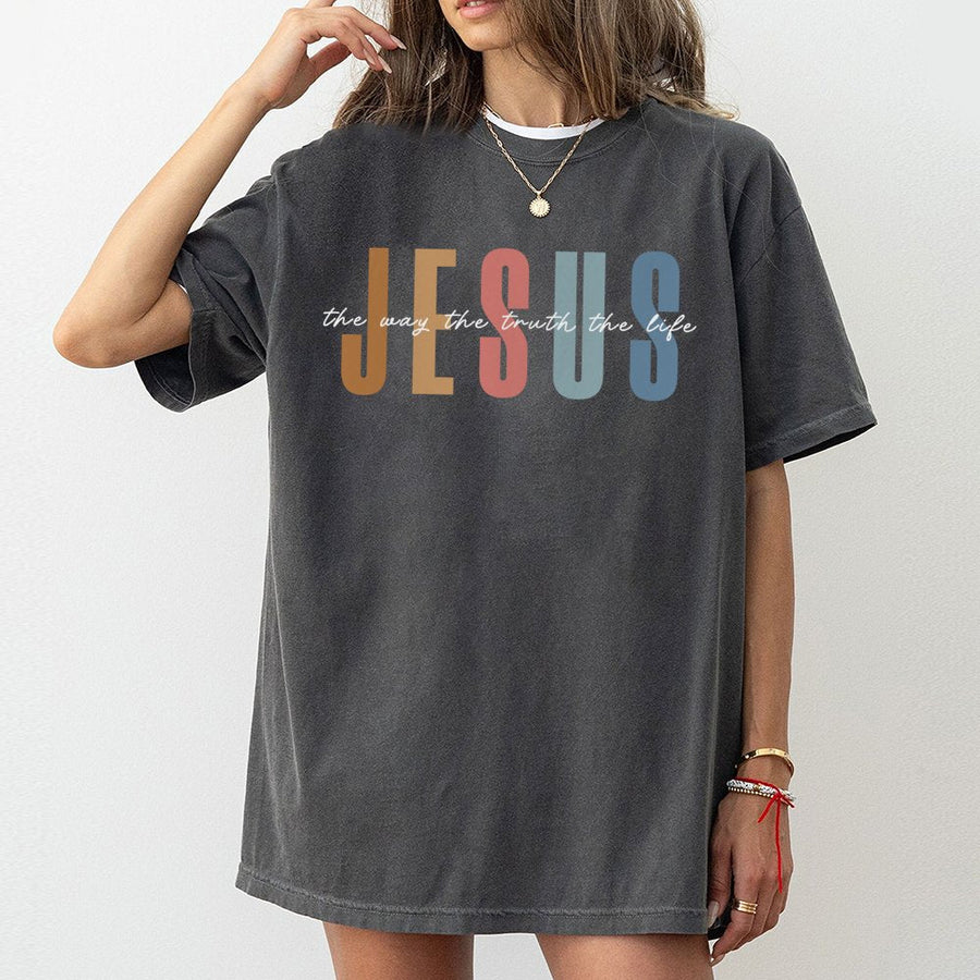 Jesus The Way The Truth The Life T-Shirt | Retro Christian Faith Apparel | 100% Premium Cotton | Faithful Religious Gift For Believers