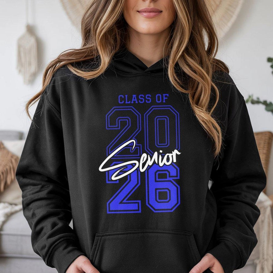Class Of 2026 Senior Hoodie | Varsity Sport Lettering Design | Cotton-Blend Premium Apparel | Graduation Gift for High School and College Students