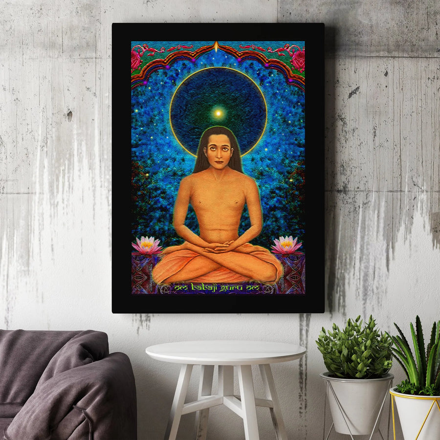 Mahavatar Babaji Canvas Art | Meditating Guru Spiritual Wall Decor | Premium 1.25" Gallery Wrap | Yoga Studio Meditation Room Gift
