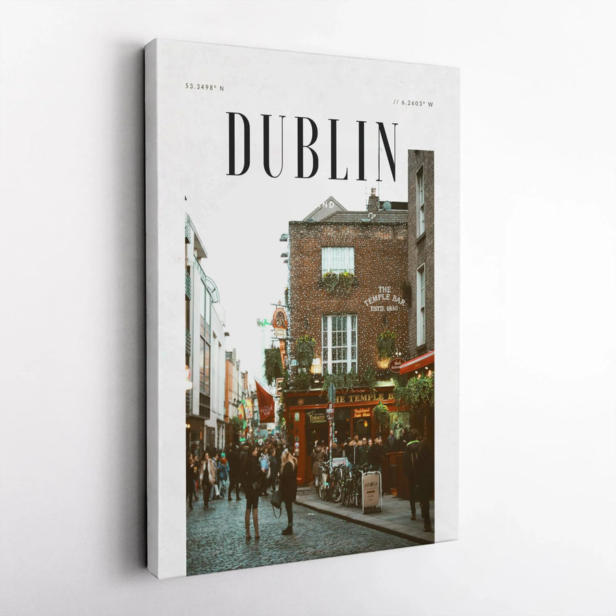Dublin Ireland Cityscape Canvas Art | Iconic Temple Bar Street Photography | Premium Gallery Wrap Decor | Travel Gift for Irish Home Decor Lovers