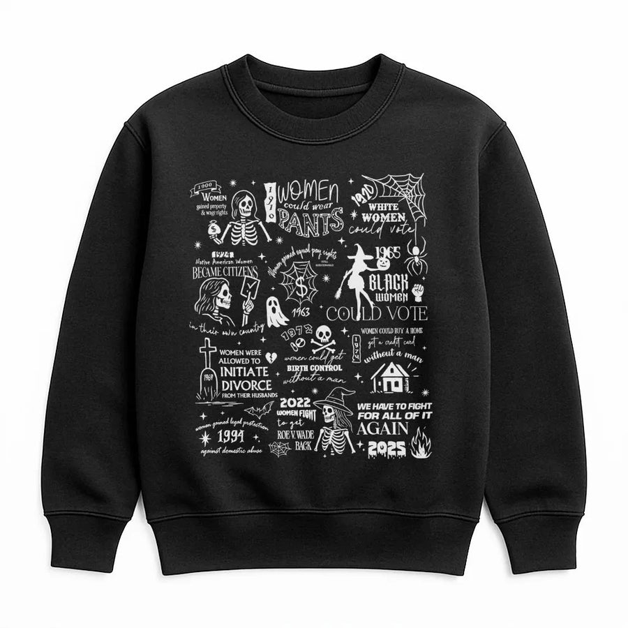 Feminist History Graphic Sweatshirt | Witchy Aesthetic Timeline Design | Premium Cotton Blend | Empowering Gift for Women & Activists