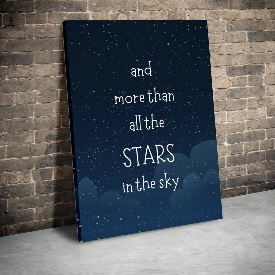 More Than All The Stars Canvas Wall Art | Inspirational Quote Print | Premium Gallery Wrapped Canvas | Kids Room & Nursery Decor Gift
