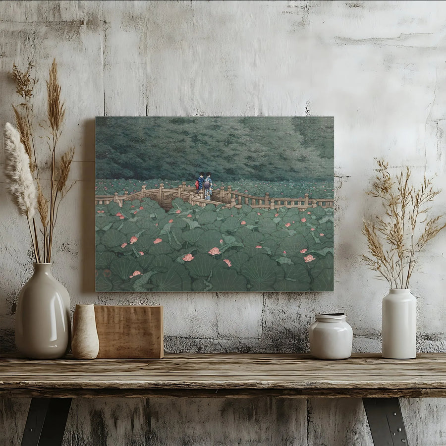 Japanese Lotus Pond Canvas Wall Art | Vintage Ukiyo-e Style Print | Premium Fade-Resistant Canvas | Serene Asian Home Decor Gift