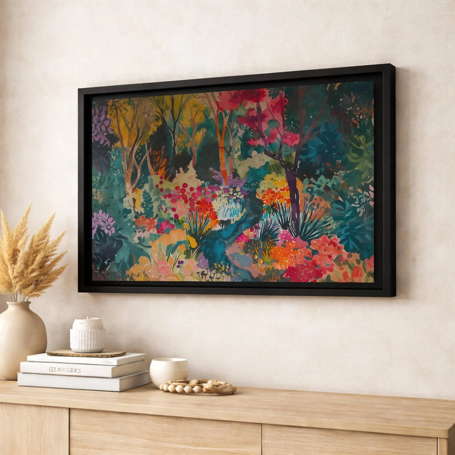 Abstract Forest Canvas Wall Art | Colorful Botanical Watercolor Print | Gallery Quality 1.25 Inch Wrap | Modern Living Room Home Decor