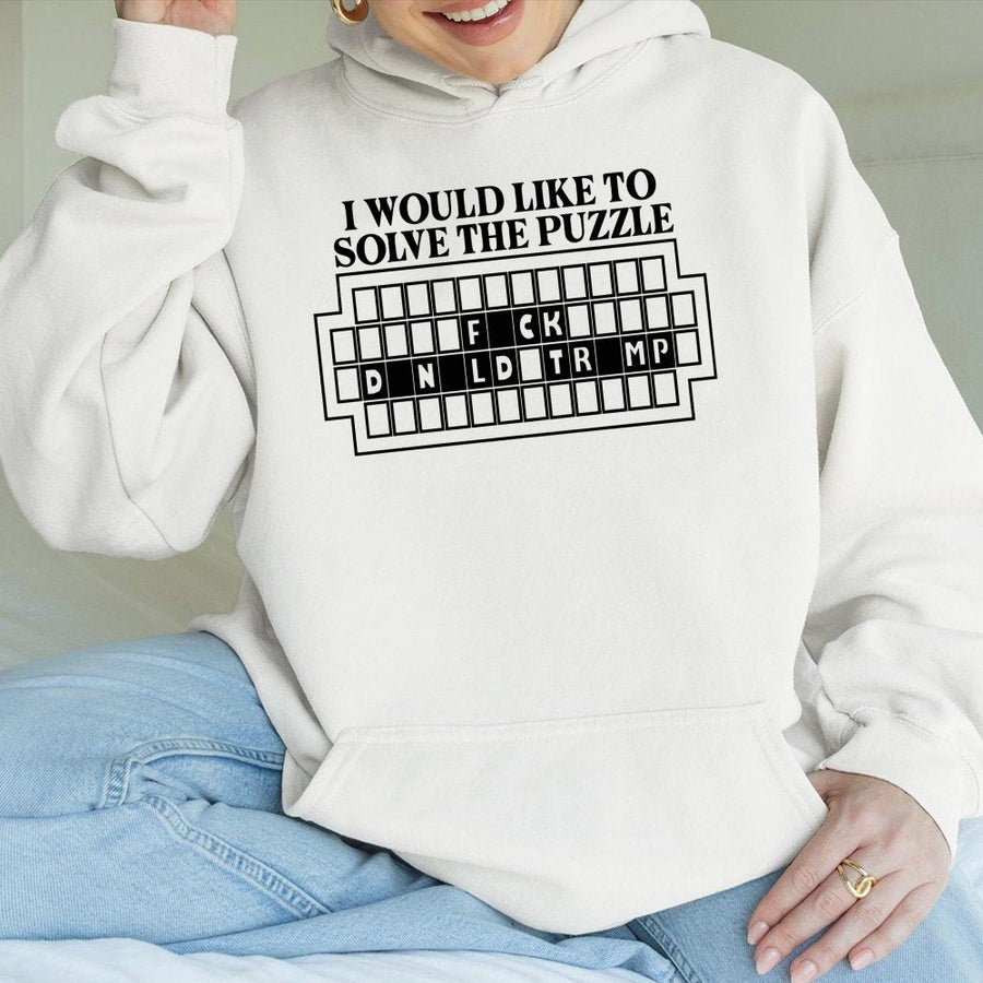 Solve The Puzzle Hoodie | Funny Satire Graphic Sweatshirt | Cotton-Polyester Premium Quality | Progressive Activist Gift For Liberals