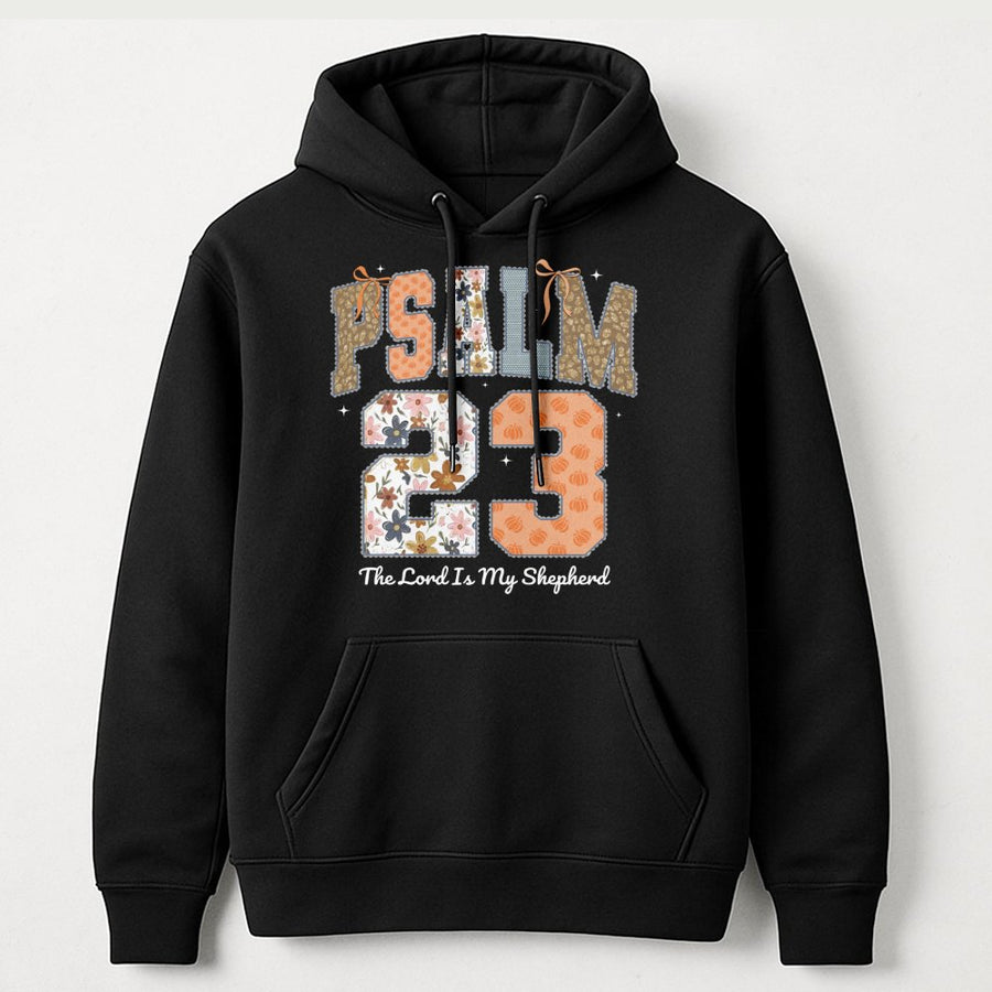 Psalm 23 Hoodie | The Lord Is My Shepherd Fall Floral Design | Premium Cotton Blend | Christian Faith Gift for Women & Men