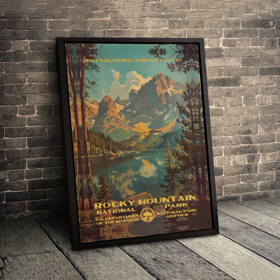 Rocky Mountain National Park Poster | Vintage Travel Wall Art | Premium Gallery-Wrapped Canvas | National Park Decor Gift for Nature Lovers
