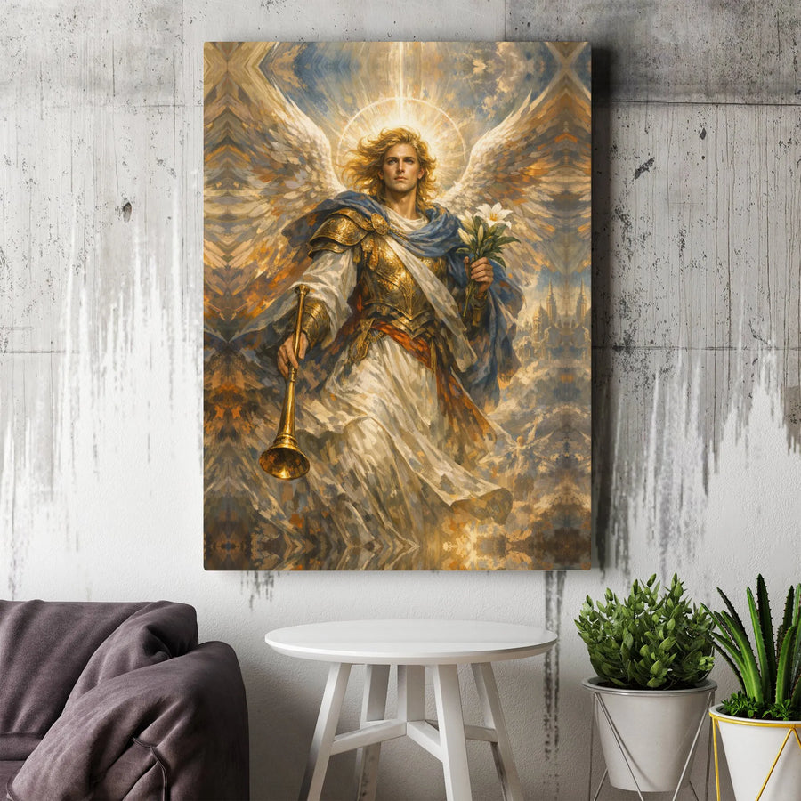 Archangel Gabriel Canvas Wall Art | Christian Religious Painting Print | Premium Fade-Resistant Decor | Spiritual Home Decor Gift
