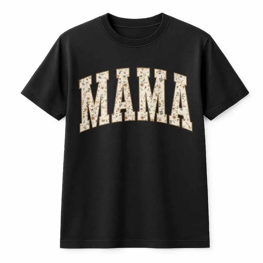 Floral Mama T-Shirt | Vintage Wildflower Varsity Letters | Premium Soft Crewneck | Mothers Day Gift for New Mom