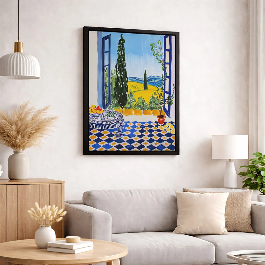 Mediterranean Window Canvas Print | Fauvist Landscape Wall Art | Gallery Quality 1.25-Inch Profile | Vibrant French Home Decor Gift