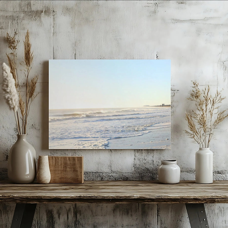 Beach Wave Canvas Wall Art | Serene Ocean Shore Landscape | Premium Fade-Resistant Print | Minimalist Coastal Home Decor