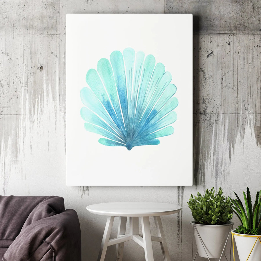 Watercolor Seashell Canvas Wall Art | Minimalist Coastal Painting | Premium Gallery Wrap Print | Beach House & Bathroom Decor Gift