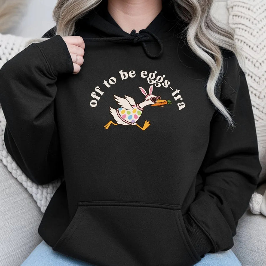 Funny Easter Goose Hoodie | Off To Be Egg Stra Pun Design | Premium Cotton Blend | Gift For Animal Lovers And Humor Fans