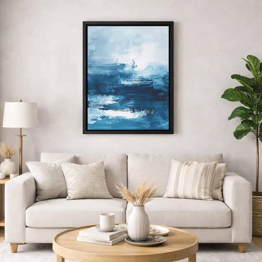 Abstract Ocean Seascape Canvas Print | Deep Blue Watery Wall Art | 1.25 Inch Premium Gallery Wrap | Modern Coastal Home Decor Gift