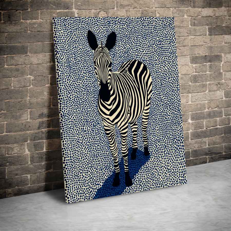 Pop Art Zebra Vertical Canvas | Bold Graphic Animal Print | Premium Thick Gallery Wrap | Modern Living Room Home Decor Gift
