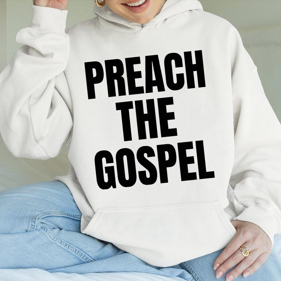 Preach The Gospel Hoodie | Minimalist Christian Faith Statement | Premium Cotton-Blend Graphic Sweatshirt | Religious Gift For Believers